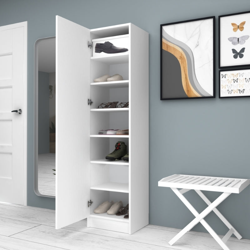 Ντουλάπα ρούχων - παπουτσοθήκη Petro  μονόφυλλη χρώμα λευκό 45x38x180εκ. - Pakobazaar