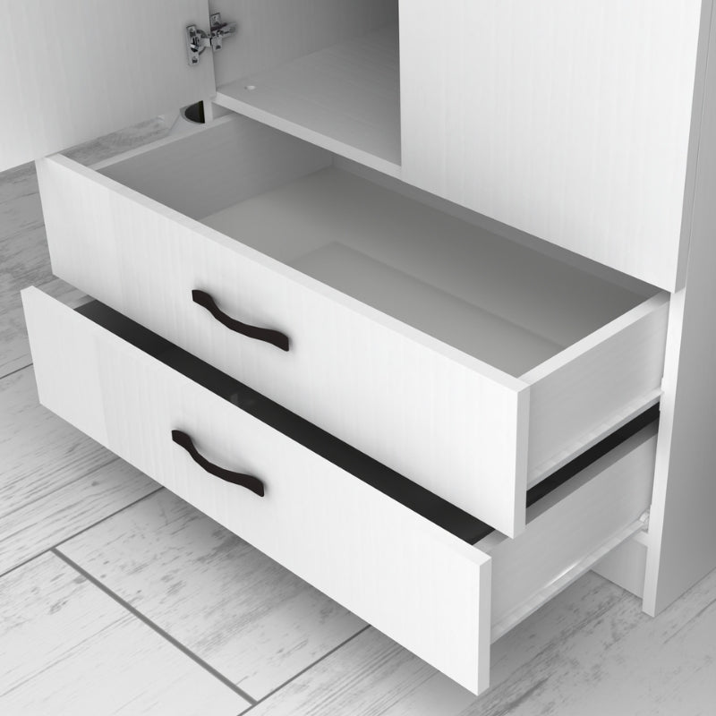 Ντουλάπα ρούχων Ricardo  δίφυλλη με συρτάρια χρώμα λευκό 80x51,8x181εκ. - Pakobazaar