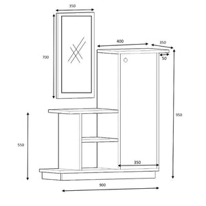 Έπιπλο εισόδου Cute  χρώμα καρυδί 90x35x95εκ. - Pakobazaar