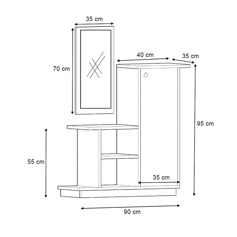 Έπιπλο εισόδου Cute  χρώμα φυσικό οξιάς 90x35x95εκ. - Pakobazaar