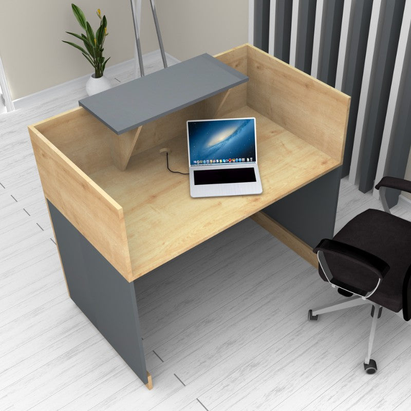 Γραφείο υποδοχής - reception Lemmon  χρώμα φυσικό οξιάς - ανθρακί 120x70x110εκ.