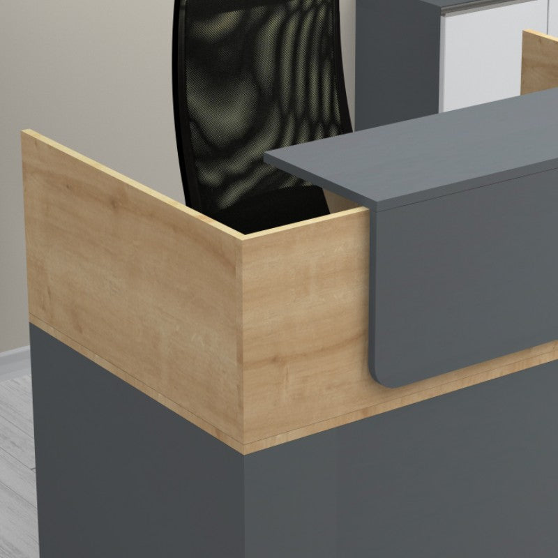 Γραφείο υποδοχής - reception Lemmon  χρώμα φυσικό οξιάς - ανθρακί 120x70x110εκ.