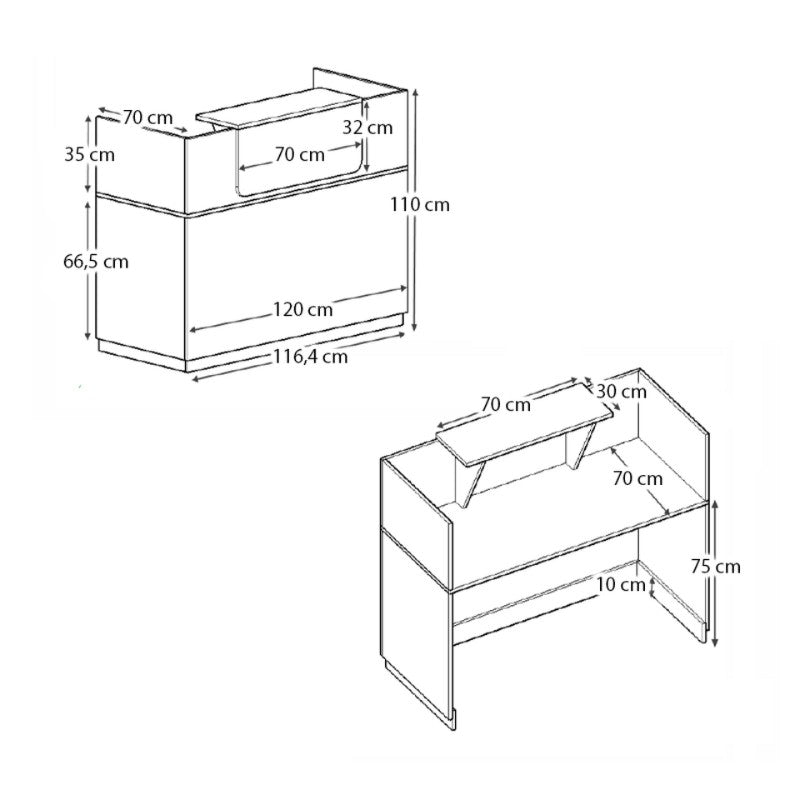 Γραφείο υποδοχής - reception Lemmon  χρώμα φυσικό οξιάς 120x70x110εκ.