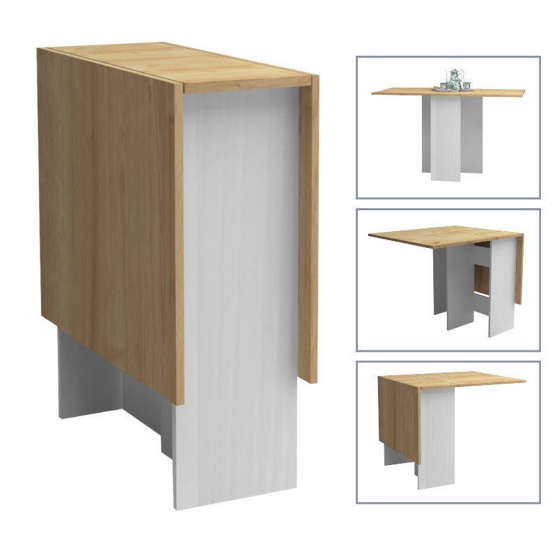 Τραπέζι Pepe  επεκτεινόμενο χρώμα λευκό - φυσικό οξιάς 28(56+56)x77x75εκ. - Pakobazaar