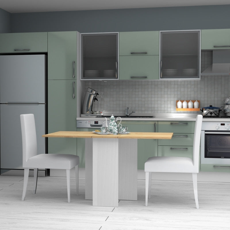 Τραπέζι Pepe  επεκτεινόμενο χρώμα λευκό - φυσικό οξιάς 28(56+56)x77x75εκ. - Pakobazaar