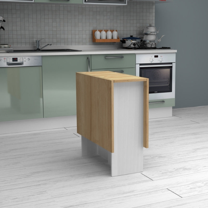 Τραπέζι Pepe  επεκτεινόμενο χρώμα λευκό - φυσικό οξιάς 28(56+56)x77x75εκ. - Pakobazaar