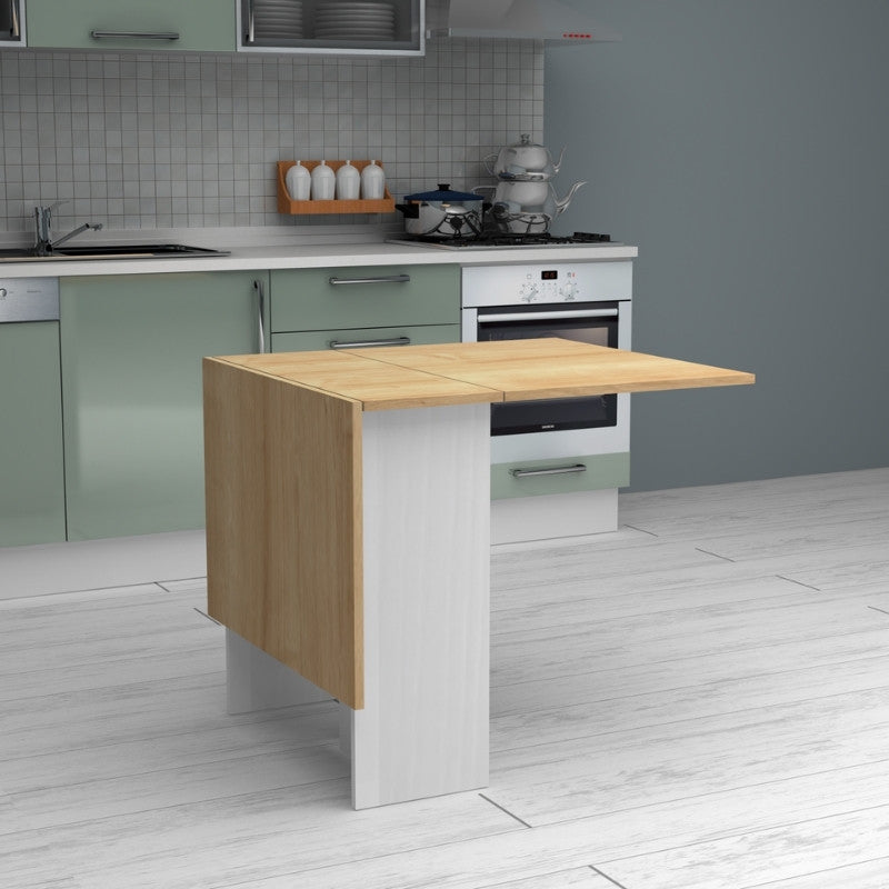 Τραπέζι Pepe  επεκτεινόμενο χρώμα λευκό - φυσικό οξιάς 28(56+56)x77x75εκ. - Pakobazaar