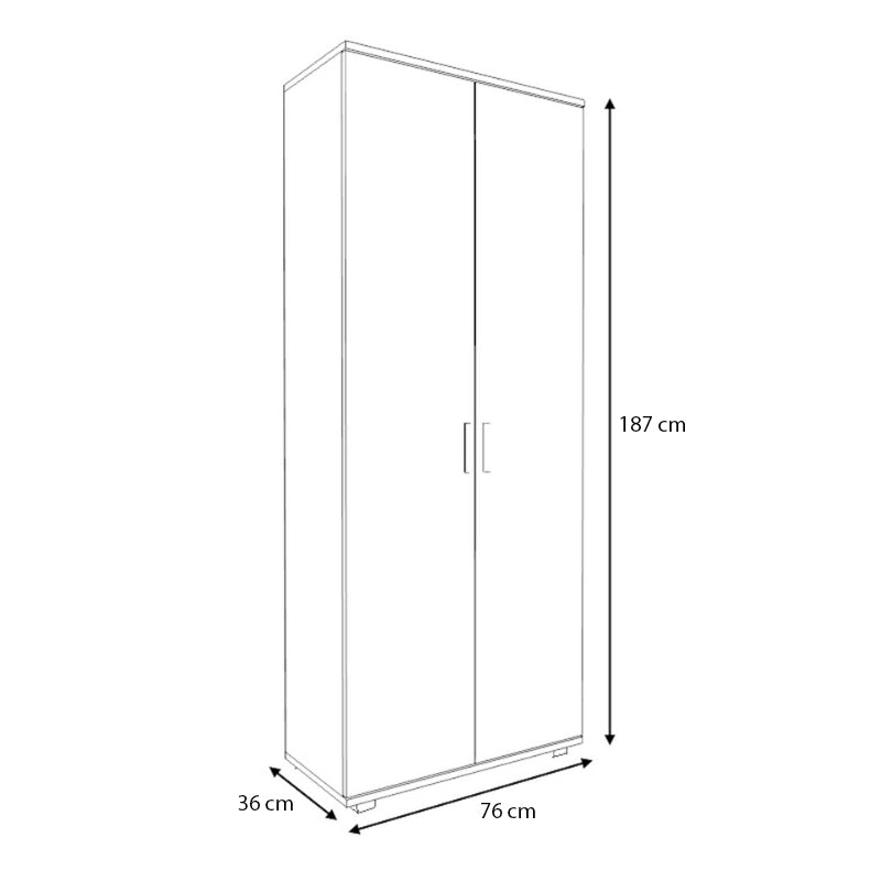 Ντουλάπα ρούχων - παπουτσοθήκη Eric  δίφυλλη χρώμα λευκό 76x36x187εκ. - Pakobazaar