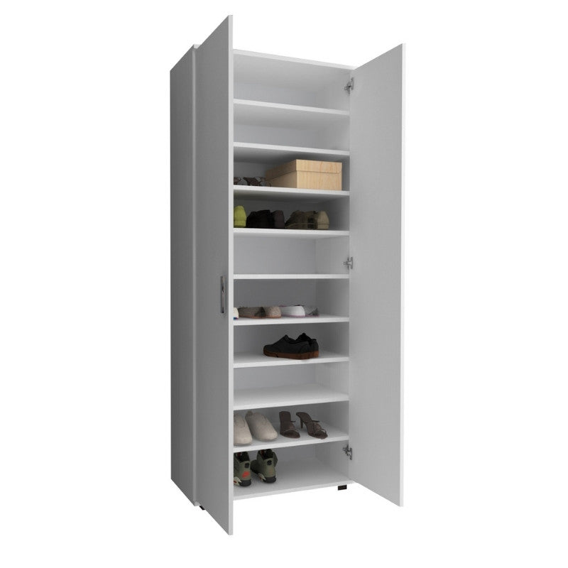 Ντουλάπα ρούχων - παπουτσοθήκη Eric  δίφυλλη χρώμα λευκό 76x36x187εκ. - Pakobazaar