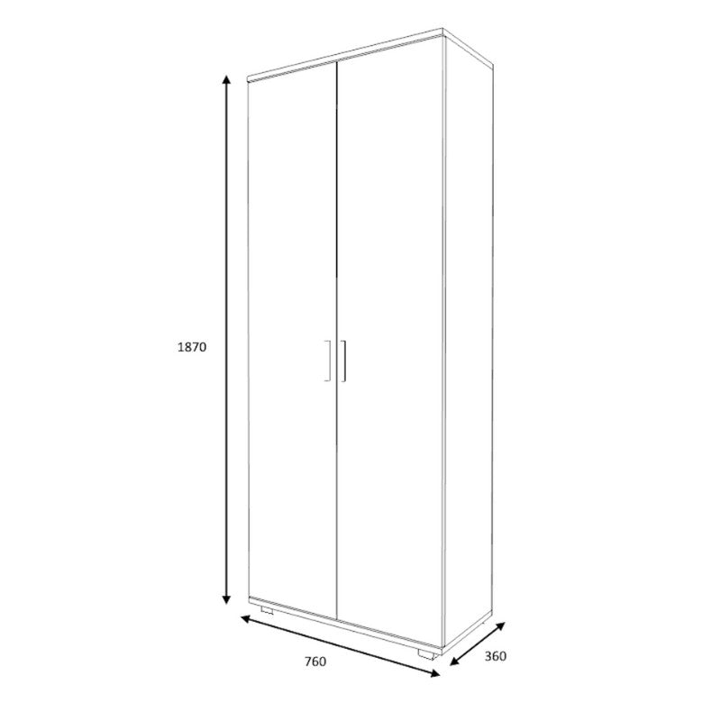 Ντουλάπα ρούχων - παπουτσοθήκη Eric  δίφυλλη χρώμα λευκό 76x36x187εκ. - Pakobazaar