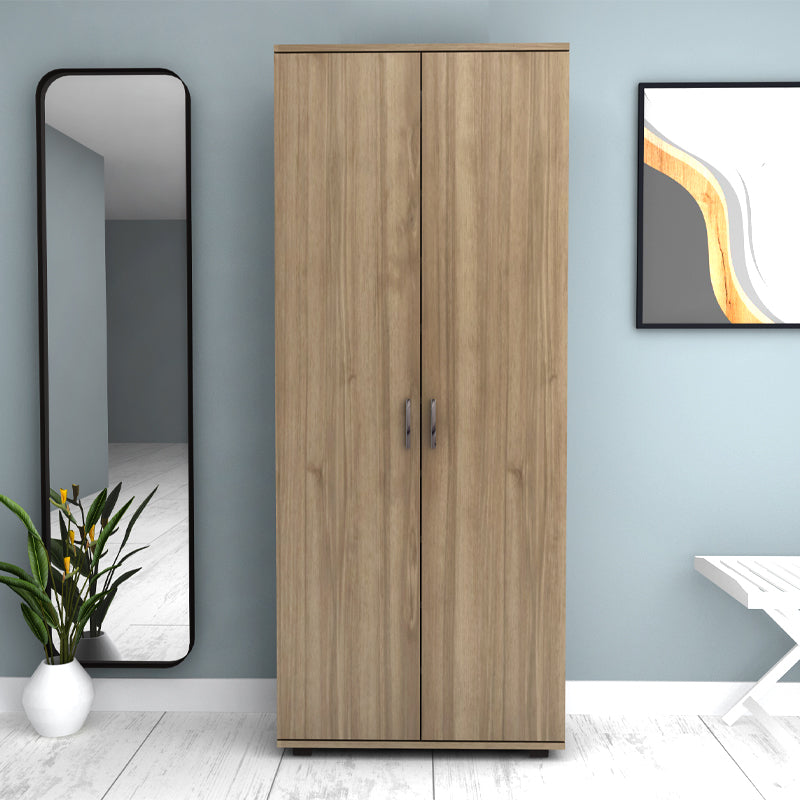 Ντουλάπα ρούχων - παπουτσοθήκη Eric  δίφυλλη χρώμα καρυδί 76x36x187εκ.