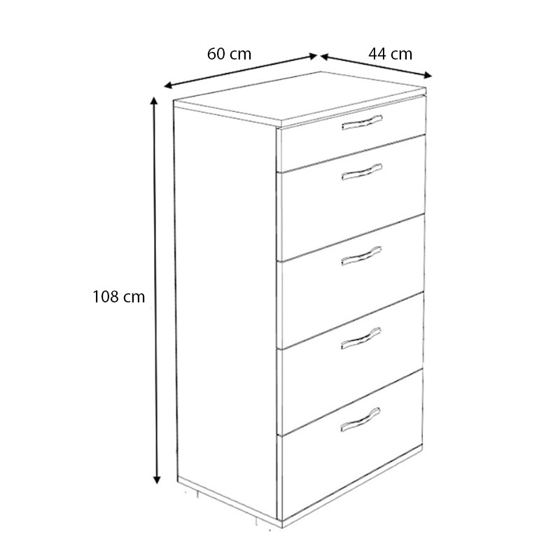 Συρταριέρα Helia  χρώμα λευκό 60x44x108εκ.