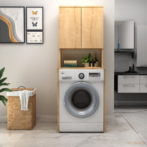 Έπιπλο πλυντηρίου Cozen  χρώμα φυσικό οξιάς 65x60x178εκ. - Pakobazaar