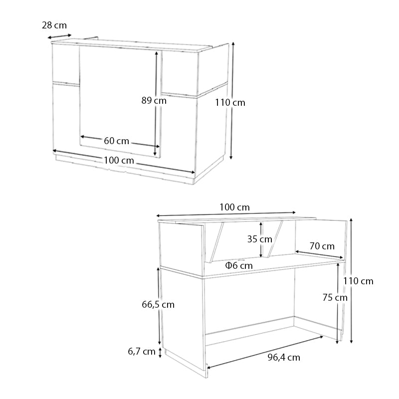 Γραφείο υποδοχής - reception Gemini  χρώμα λευκό 100x70x110εκ.