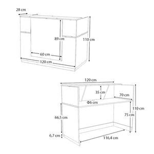 Γραφείο υποδοχής - reception Gemini  χρώμα λευκό 120x70x110εκ. - Pakobazaar