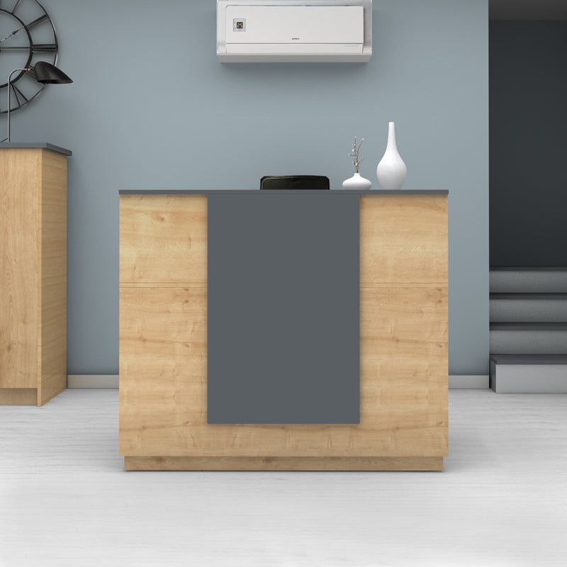 Γραφείο υποδοχής - reception Gemini  χρώμα φυσικό οξιάς - ανθρακί 150x70x110εκ. - Pakobazaar
