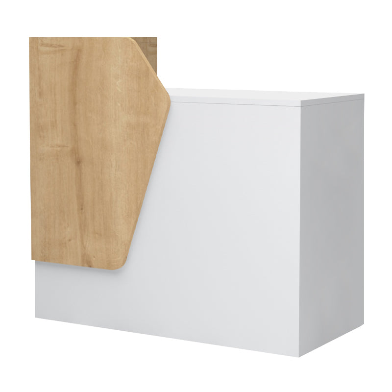 Γραφείο υποδοχής - reception Merlin  χρώμα λευκό - φυσικό οξιάς 110x50x101,8εκ.