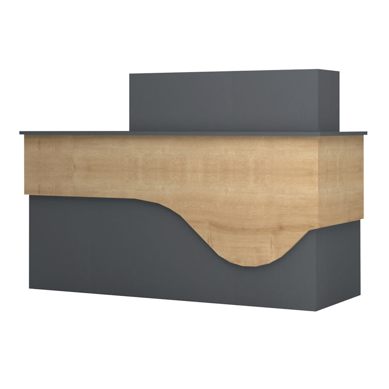 Γραφείο υποδοχής - reception Dustin  χρώμα ανθρακί - φυσικό οξιάς 160x60x101,8εκ.