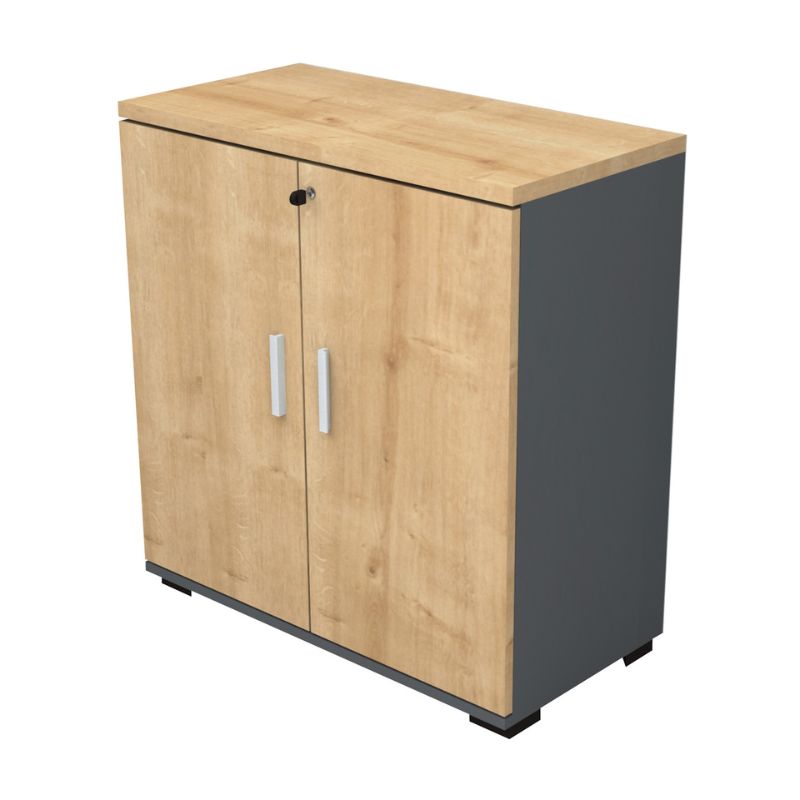 Ντουλάπι γραφείου με κλειδαριά επαγγελματικό Venturo  χρώμα ανθρακί - φυσικό οξιάς 80x40x80εκ.