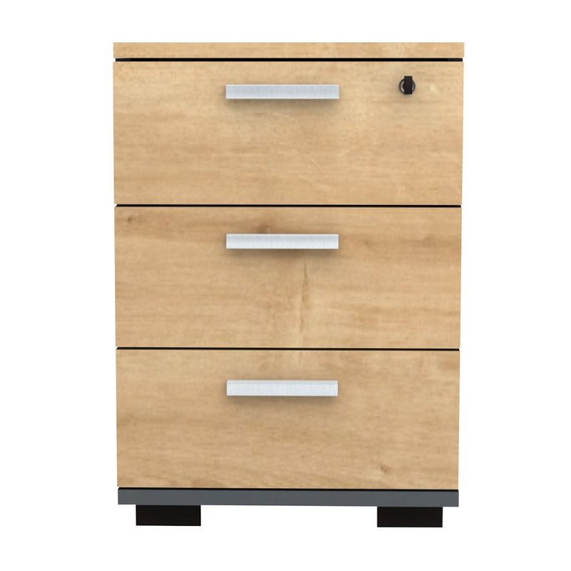 Συρταριέρα γραφείου με κλειδαριά επαγγελματική Venturo  χρώμα ανθρακί - φυσικό οξιάς 39x40x57εκ.