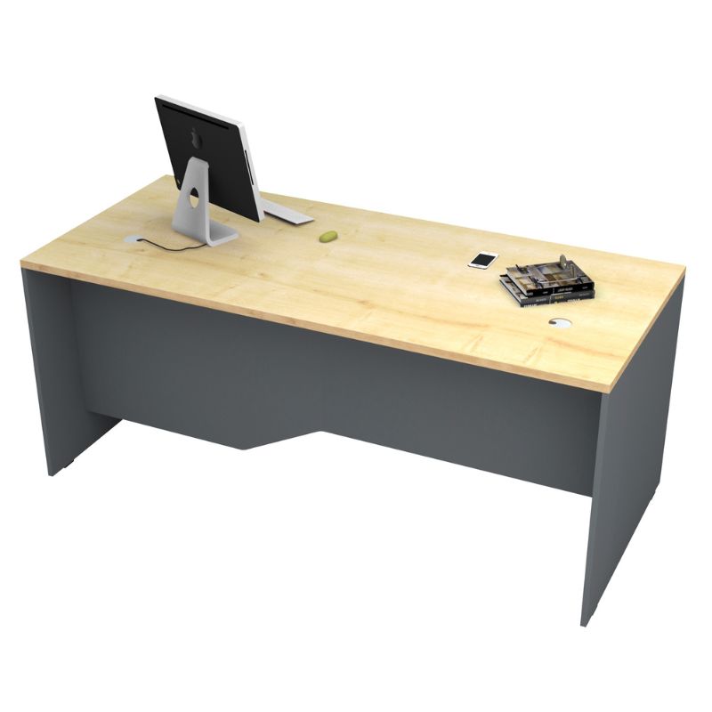 Γραφείο επαγγελματικό Venturo  χρώμα ανθρακί - φυσικό οξιάς 180x80x75εκ.