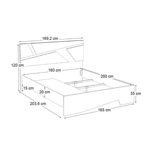 Κρεβάτι Efes  χρώμα γκρι σκυροδέματος 160x200εκ. - Pakobazaar