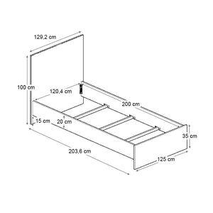 Κρεβάτι Troy  χρώμα γκρι σκυροδέματος 120x200εκ. - Pakobazaar
