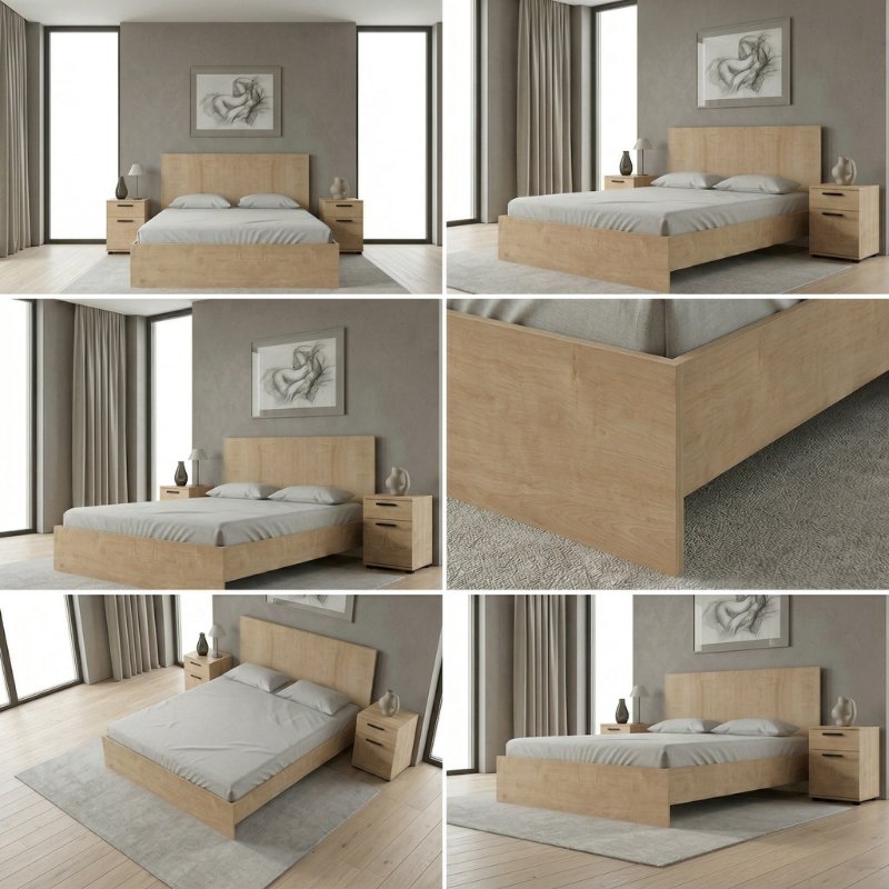 Κρεβάτι Troy  χρώμα φυσικό οξιάς 140x190εκ. - Pakobazaar