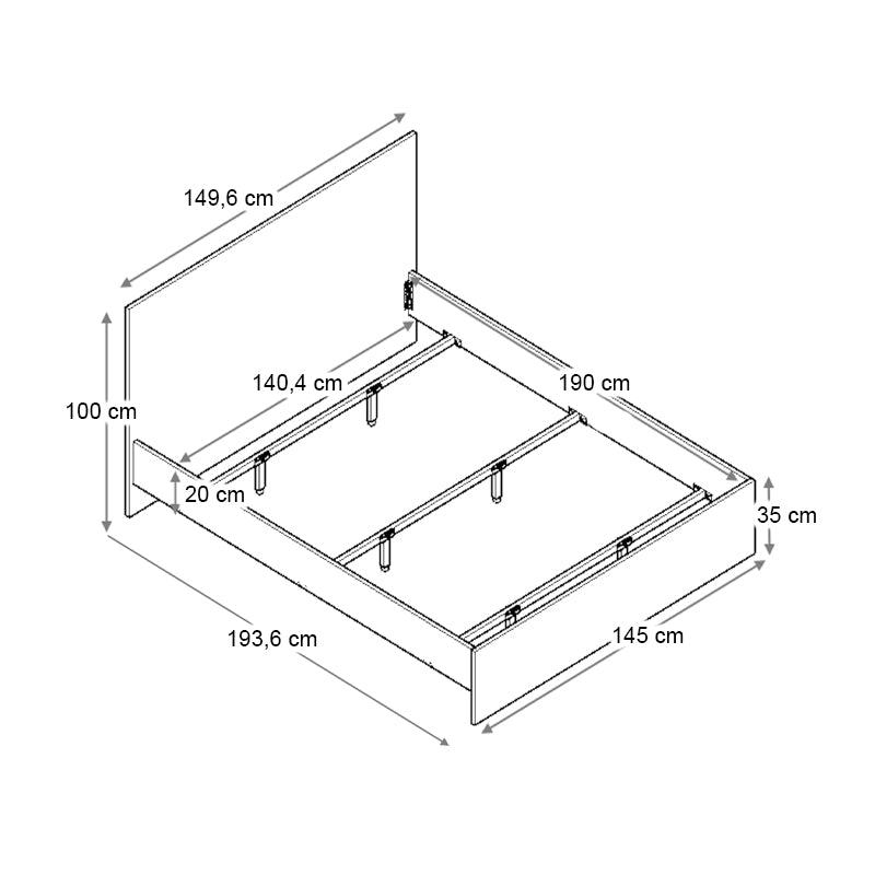 Κρεβάτι Troy  χρώμα καρυδί 140x190εκ.