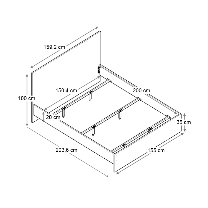 Κρεβάτι Troy  χρώμα καρυδί 150x200εκ.