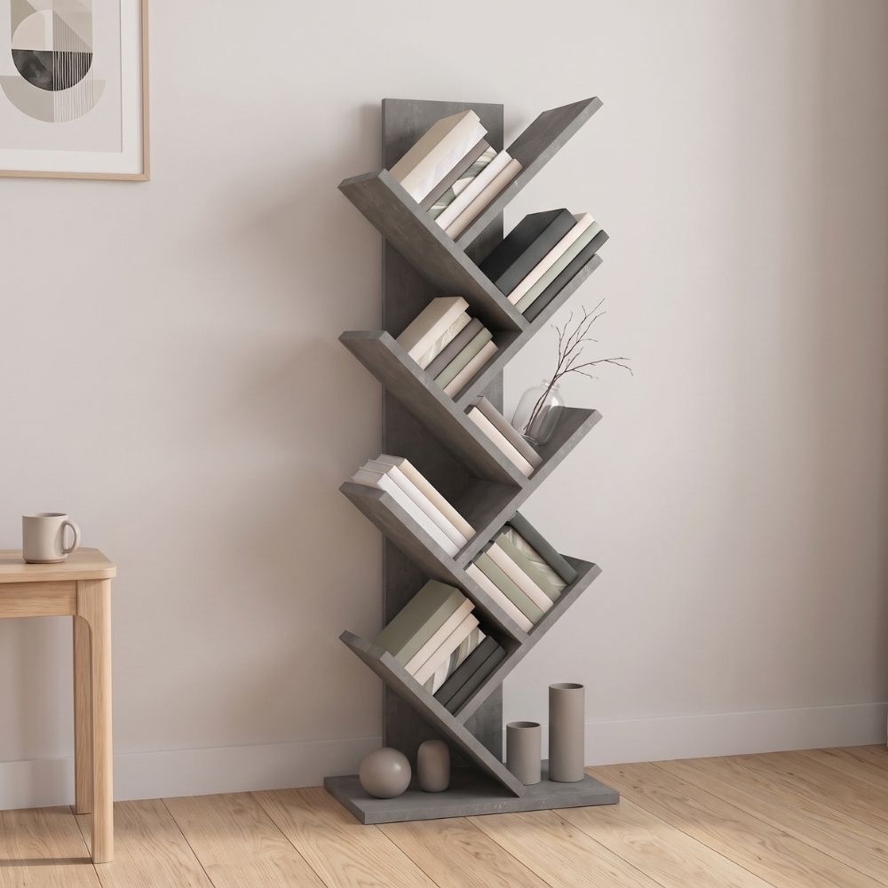 Βιβλιοθήκη Maxy  χρώμα γκρι σκυροδέματος 45x26,4x120εκ. - Pakobazaar