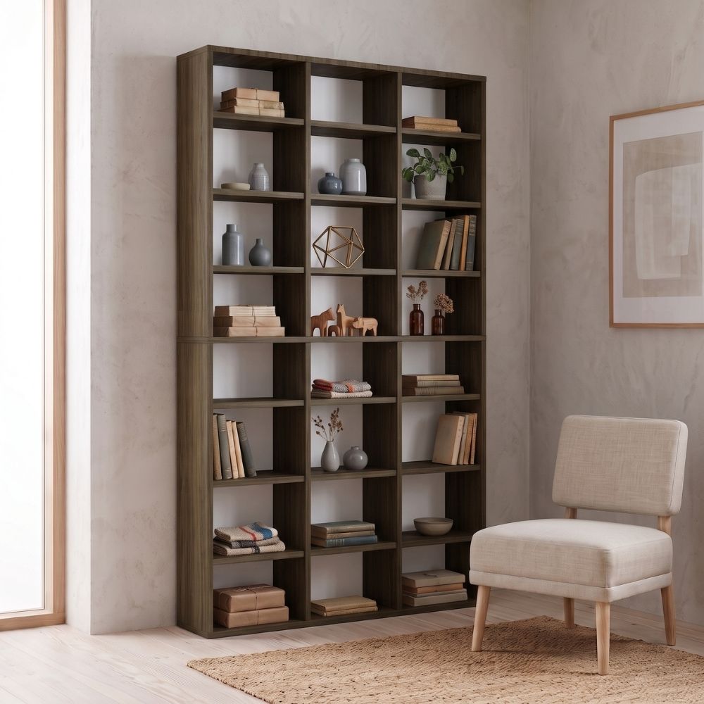 Βιβλιοθήκη Diamond  χρώμα καρυδί 100x16,6x178εκ. - Pakobazaar