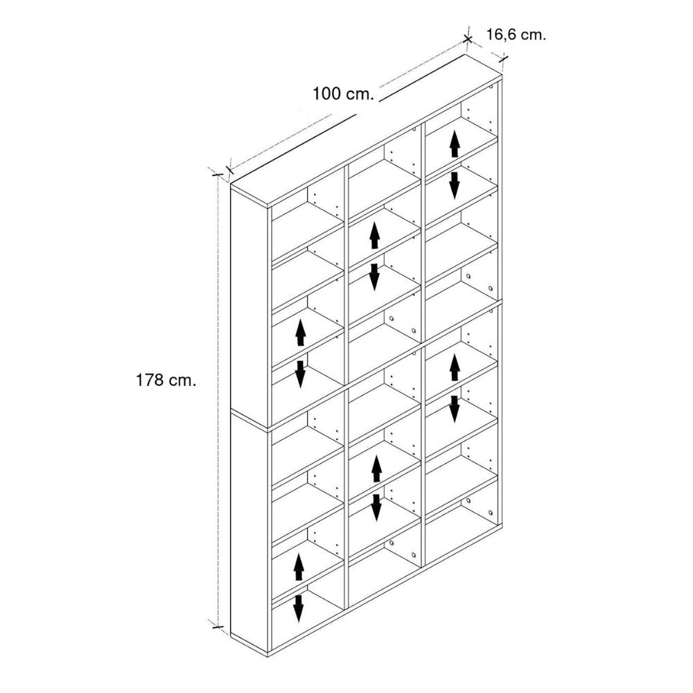 Βιβλιοθήκη Diamond  χρώμα καρυδί 100x16,6x178εκ. - Pakobazaar