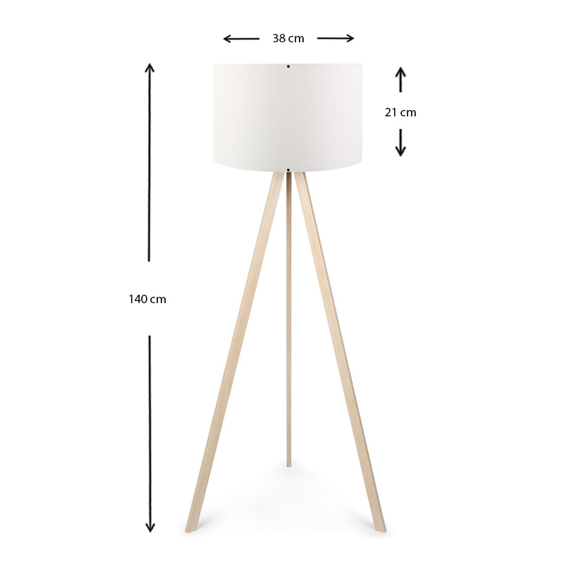 Φωτιστικό δαπέδου Rosling  Mdf/ύφασμα Pvc χρώμα φυσικό/λευκό 38x21x140εκ.