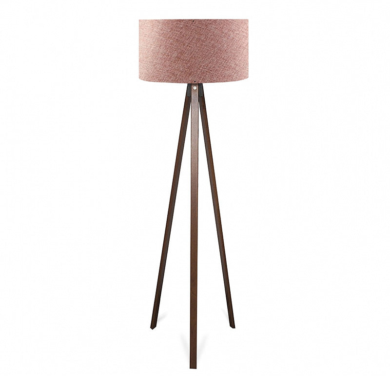Φωτιστικό δαπέδου Rosling  Mdf/ύφασμα Pvc χρώμα καρυδί - dusty rose 38x38x140εκ.