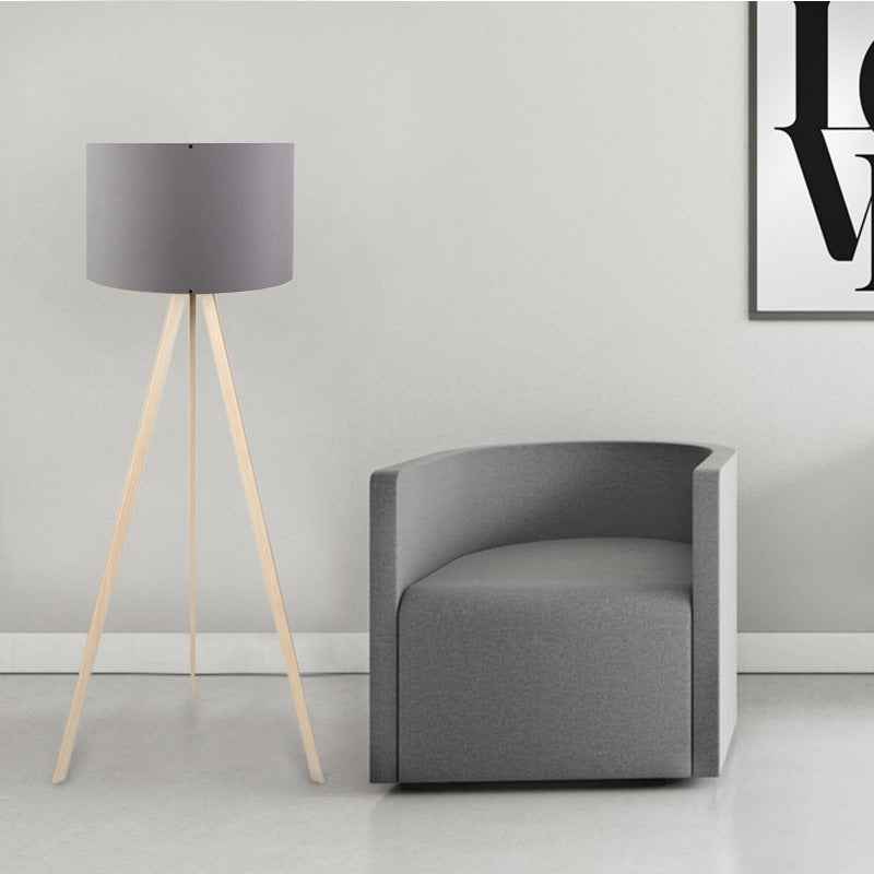 Φωτιστικό δαπέδου Rosling  Mdf/ύφασμα Pvc χρώμα φυσικό/ανθρακί 38x21x140εκ. - Pakobazaar