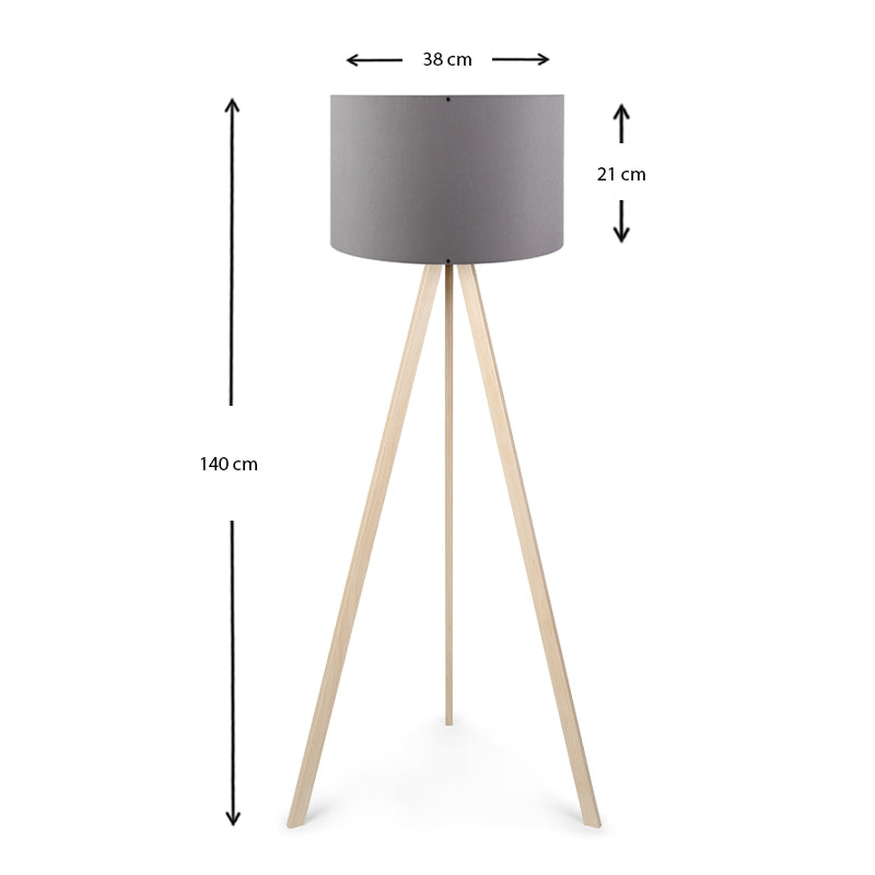 Φωτιστικό δαπέδου Rosling  Mdf/ύφασμα Pvc χρώμα φυσικό/ανθρακί 38x21x140εκ. - Pakobazaar