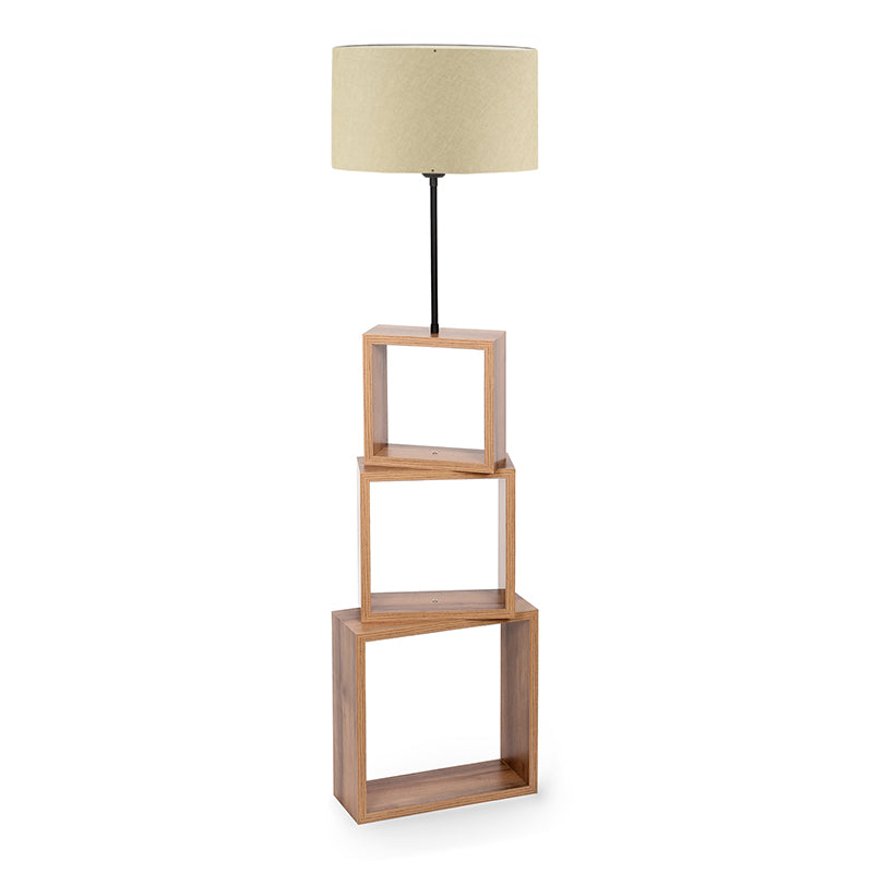 Φωτιστικό δαπέδου Claude  Mdf/fabric Pvc χρώμα καφέ/μπεζ 37x20x140εκ. - Pakobazaar