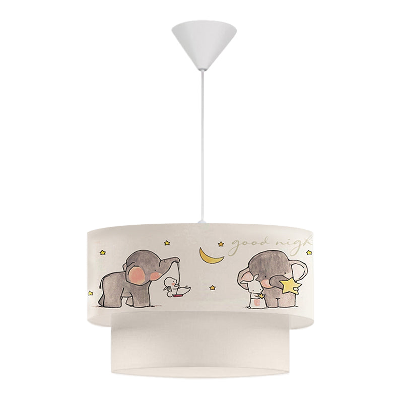 Φωτιστικό οροφής Goofy  υφασμάτινο μονόφωτο με χαρούμενα ελεφαντάκια 30x20x70εκ. - Pakobazaar