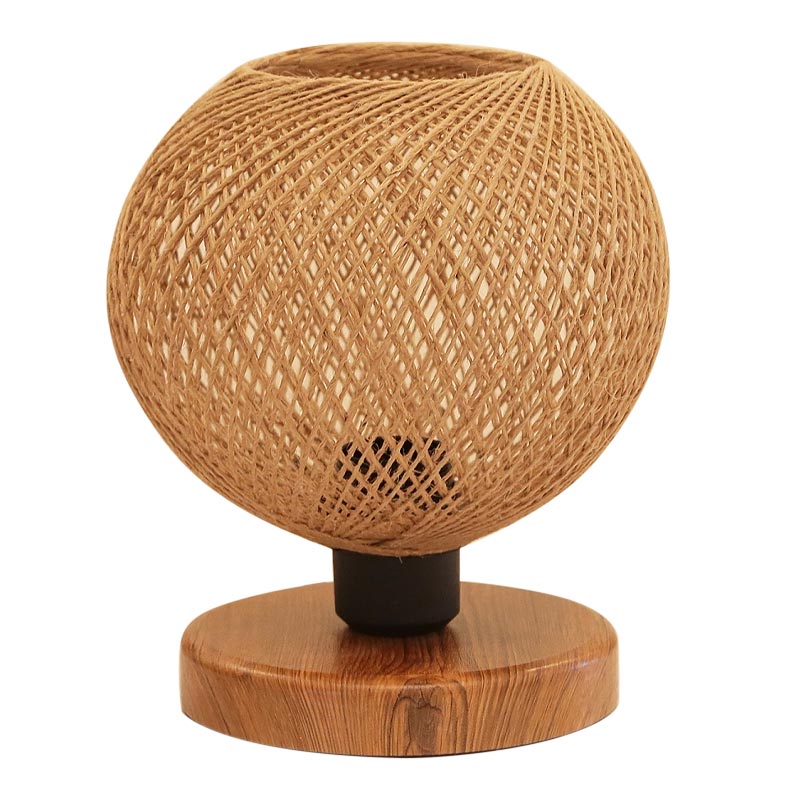 Φωτιστικό επιτραπέζιο Bonnie  E27 κλωστή/Mdf χρώμα φυσικό/καφέ 19x15x22εκ. - Pakobazaar