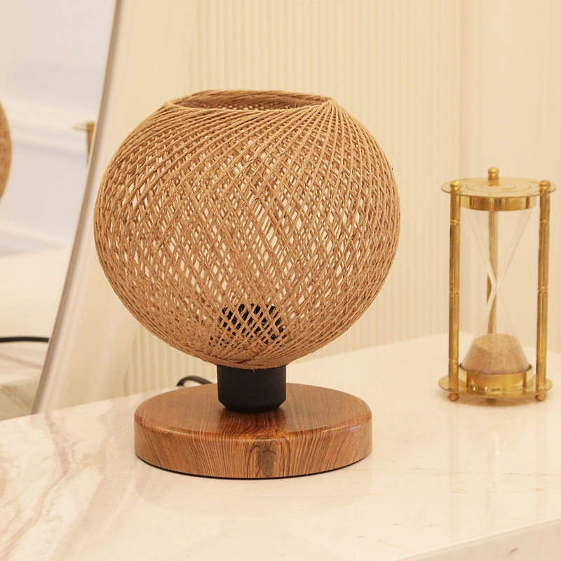 Φωτιστικό επιτραπέζιο Bonnie  E27 κλωστή/Mdf χρώμα φυσικό/καφέ 19x15x22εκ. - Pakobazaar