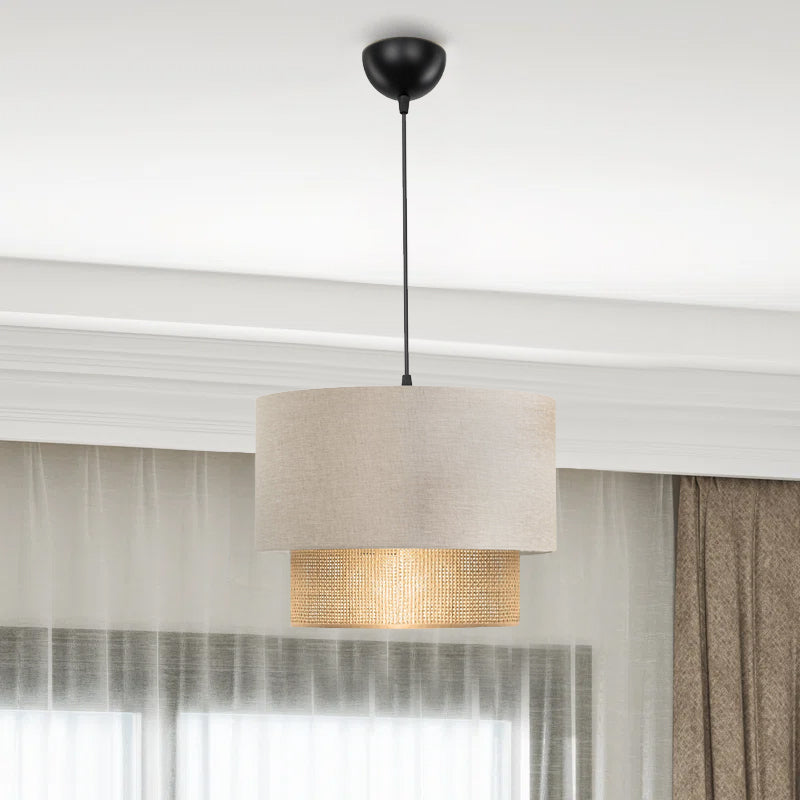 Φωτιστικό οροφής Lucifer  E27 υφασμάτινο μονόφωτο χρώμα κρεμ 30x20x70εκ. - Pakobazaar