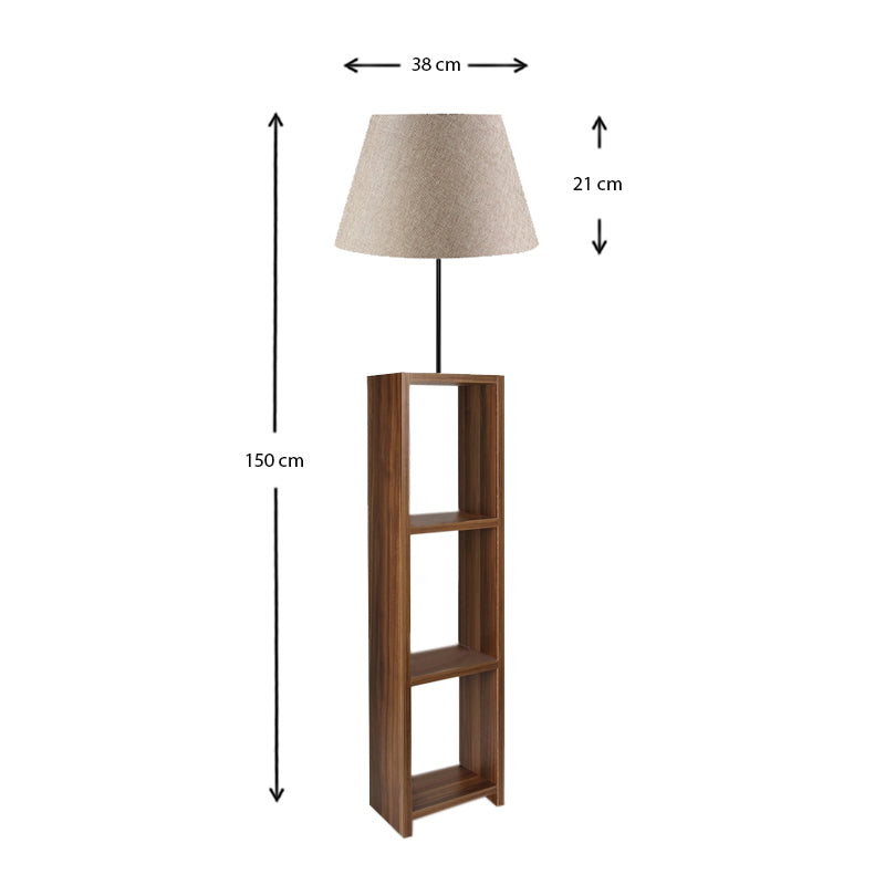 Φωτιστικό δαπέδου Launo  υφασμάτινο Pvc/MDF χρώμα μπεζ/καρυδί 38x38x150εκ. - Pakobazaar