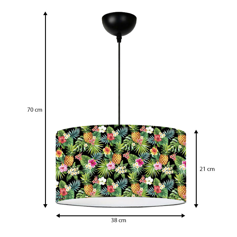 Φωτιστικό οροφής Alamea  E27 υφασμάτινο μονόφωτο πολύχρωμο floral Φ38x70εκ.