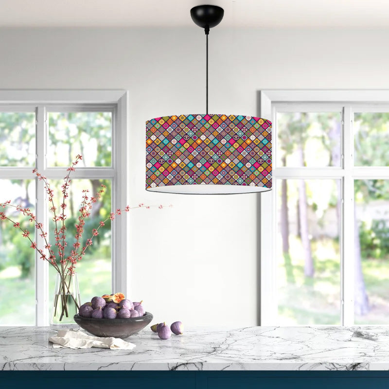 Φωτιστικό οροφής Alamea  E27 υφασμάτινο μονόφωτο πολύχρωμο Φ38x70εκ.