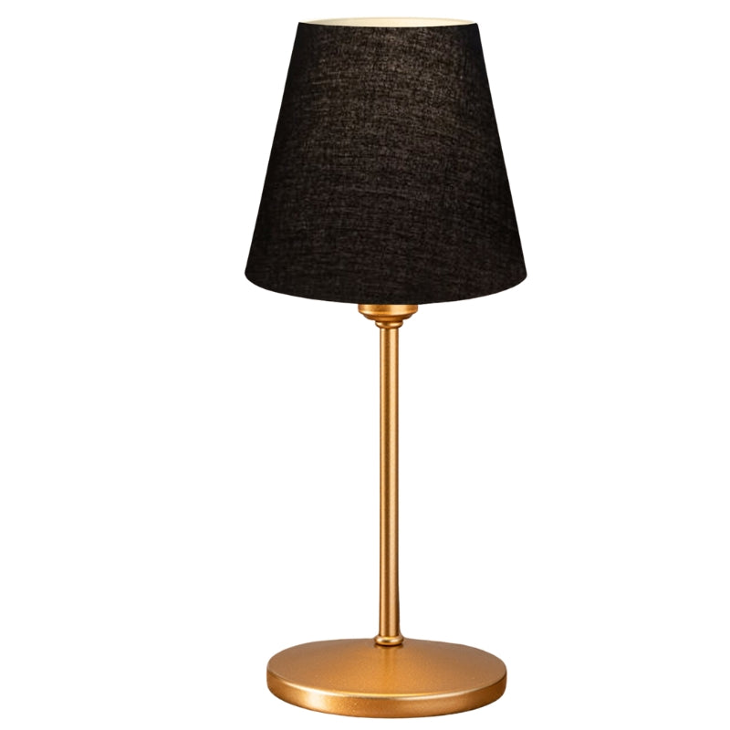 Φωτιστικό επιτραπέζιο Santo  E27 ύφασμα Pvc χρώμα μαύρο - χρυσό Ø13x37εκ. - Pakobazaar