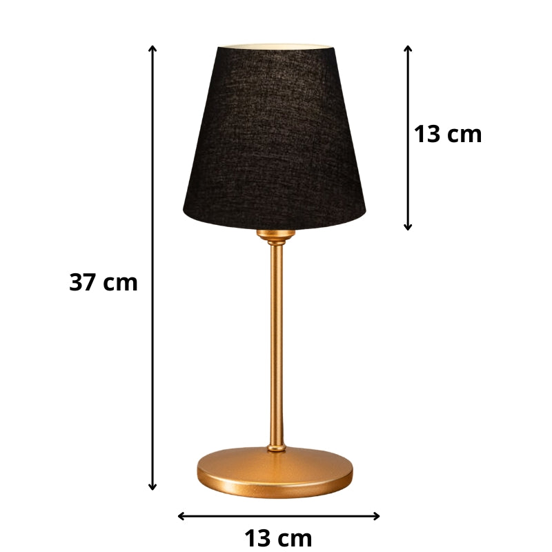 Φωτιστικό επιτραπέζιο Santo  E27 ύφασμα Pvc χρώμα μαύρο - χρυσό Ø13x37εκ. - Pakobazaar
