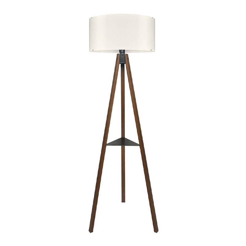 Φωτιστικό δαπέδου Thomas  E27 Mdf/ύφασμα Pvc χρώμα καρυδί - κρεμ 38x38x135εκ.