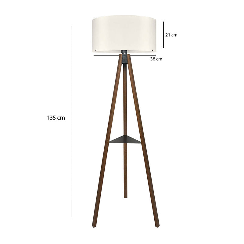 Φωτιστικό δαπέδου Thomas  E27 Mdf/ύφασμα Pvc χρώμα καρυδί - κρεμ 38x38x135εκ.