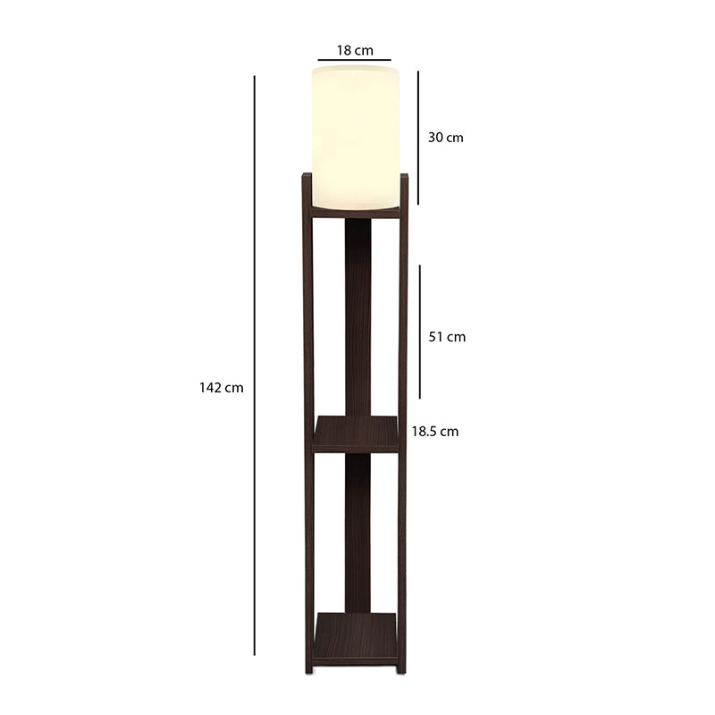 Φωτιστικό δαπέδου Verma I  E27 Mdf/ύφασμα Pvc χρώμα wenge - κρεμ 18,5x18,5x142εκ.